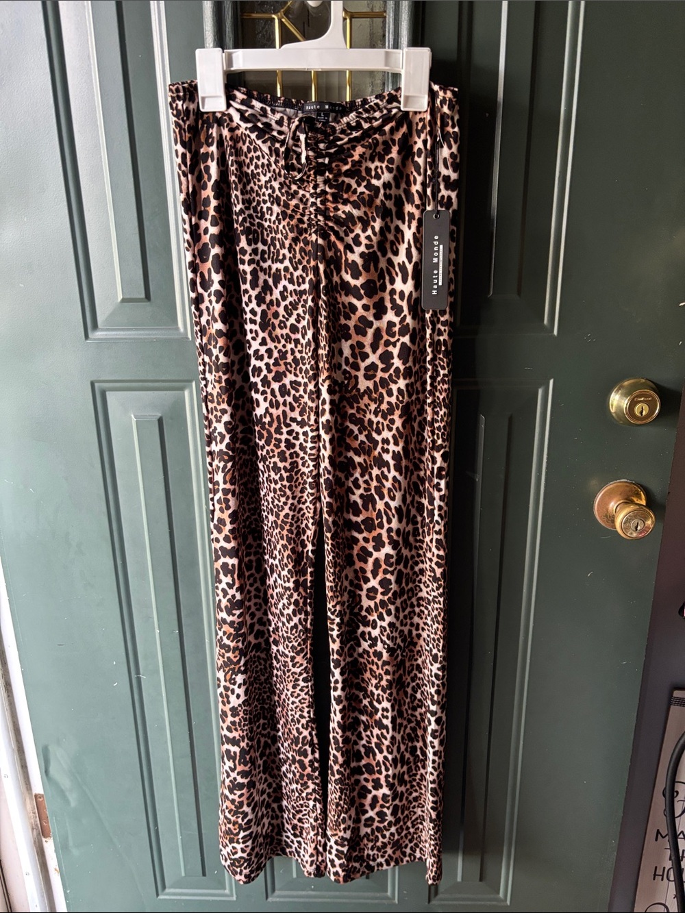 Haute Monde Leopard-Print Wide Leg Pants in Brown and Black